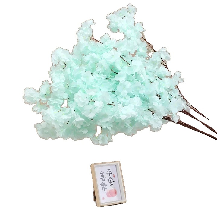 Decoratiune cu flori de cires, utilizare interioara, montare usoara, albastru deschis, 6.5ft