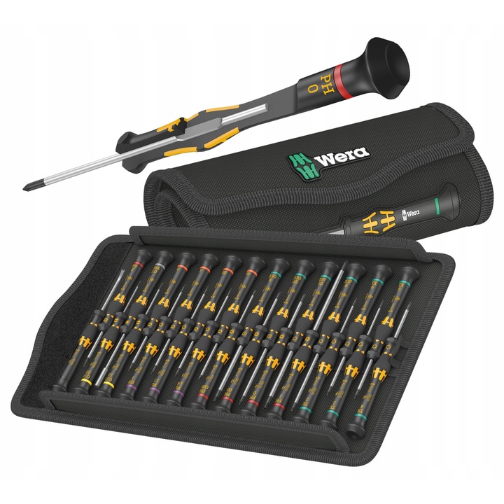 Wera Kraftform Micro ESD csavarhúzó készlet 25 db, elektrosztatikus védelem, textil tok