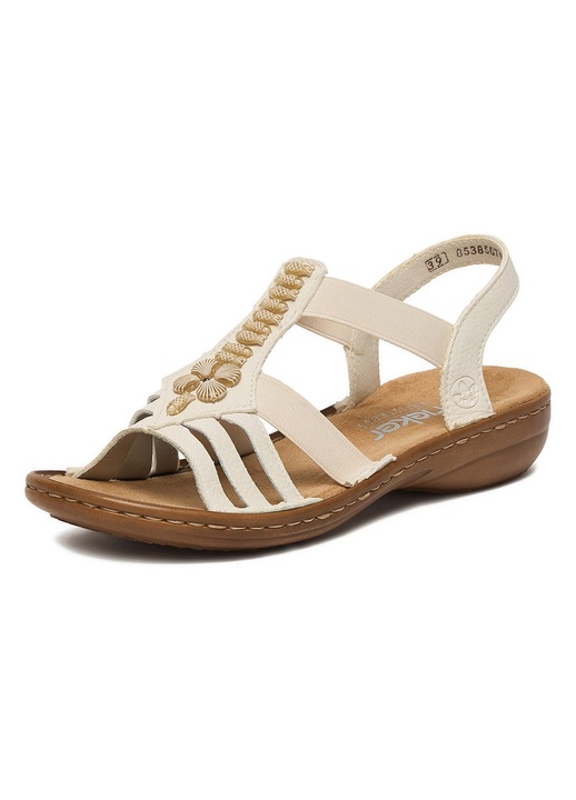 Sandale dama, Rieker, piele ecologica, crem, inchidere velcro