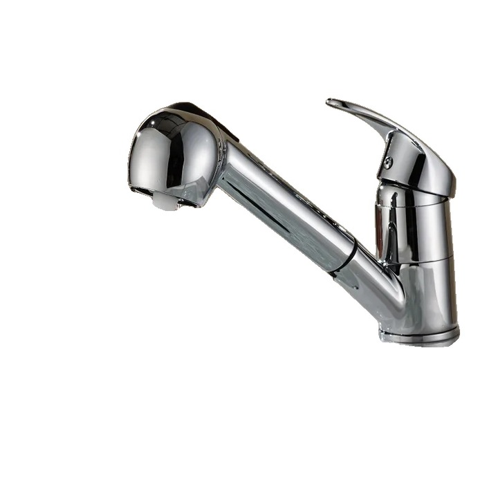 Csaptelep, egykaros kialakítás, kihúzható fúvóka, króm