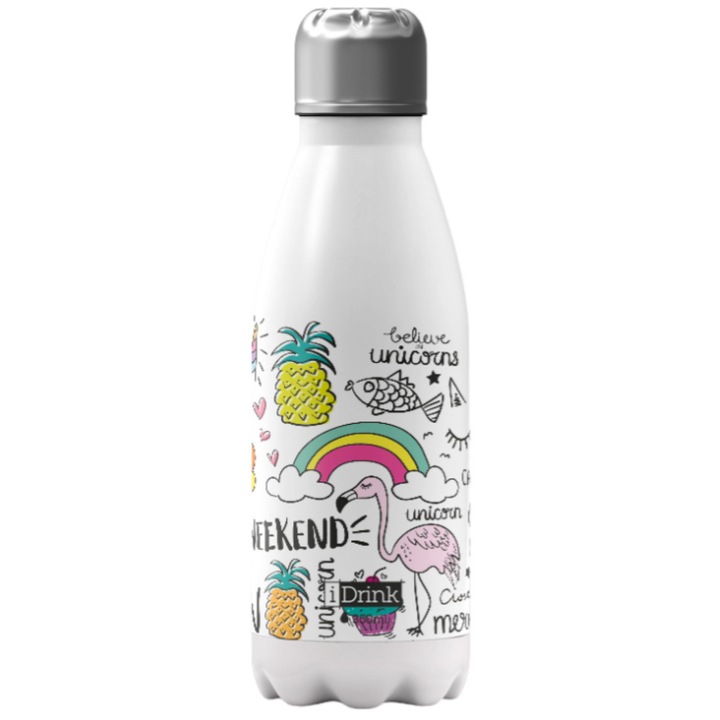 Termos - Mini - Unicorn, Inox, Alb, 350 ml
