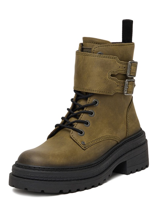 Ghete dama, G Star Raw, piele naturala, verde, inchidere cu fermoar, 38 EU