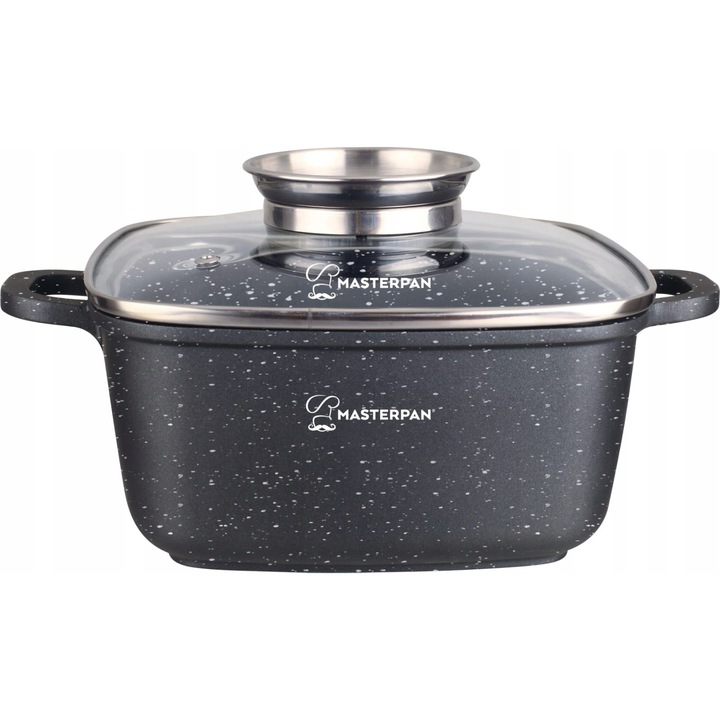 Brytfana 4,5L, marmura, 24cm, cu capac din sticla, set