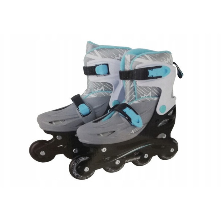Role reglabile Playground 35-38, 4 dimensiuni, 64 mm, gri-turcoaz