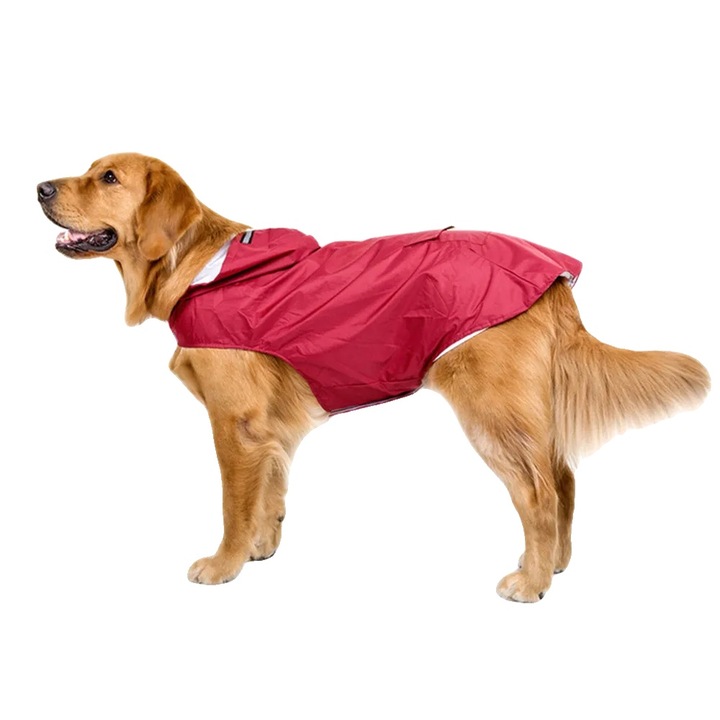 Pelerina pentru caini, impermeabila, rosie, 4XL, set pentru diverse rase