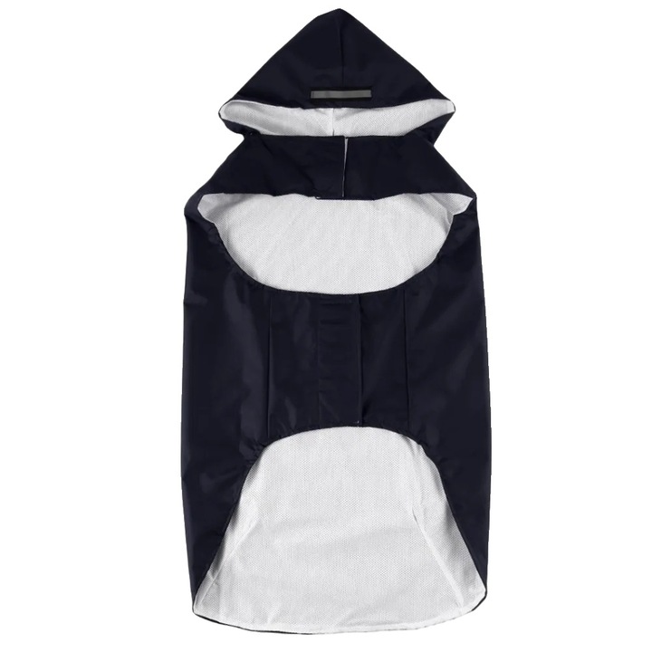 Pelerina pentru caini, impermeabila, reflectorizanta, neagra, 5XL