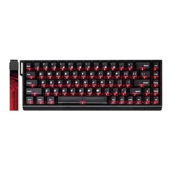 Tastatura gaming Fierce Gaming Gear MAD68HE Flagship V2, mecanica, iluminare, neagra, USB, Tenkeyless