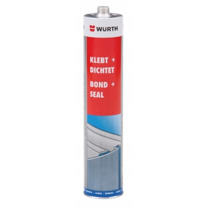 Adeziv poliuretan 600ml, Wurth, elasticitate, rezistent la UV, negru