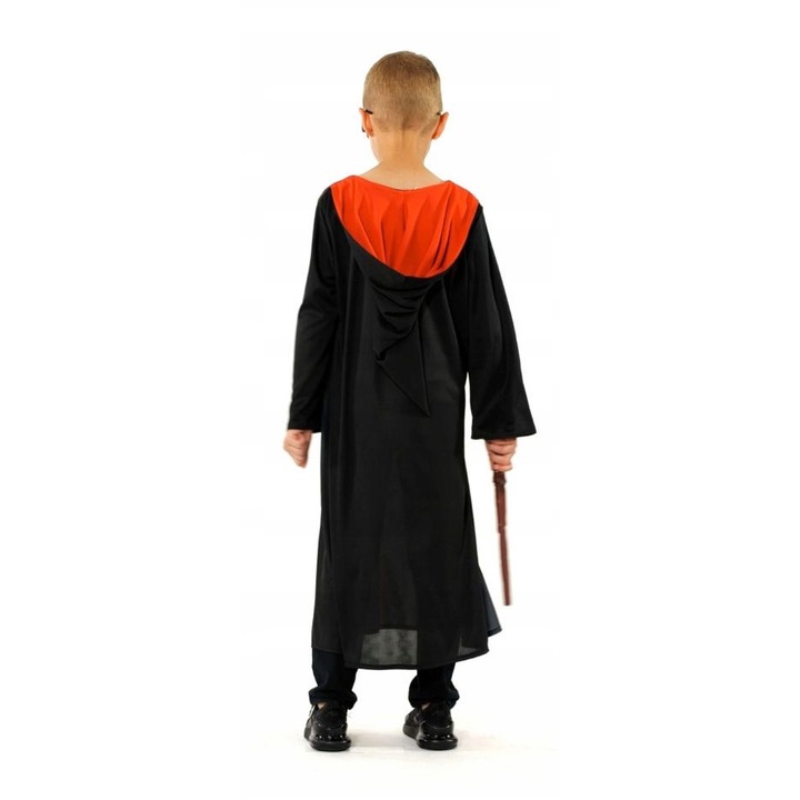 Costum Harry Potter pentru copii 8-10 ani, cu sapca, bagheta si ochelari, multicolor, 128-140 cm