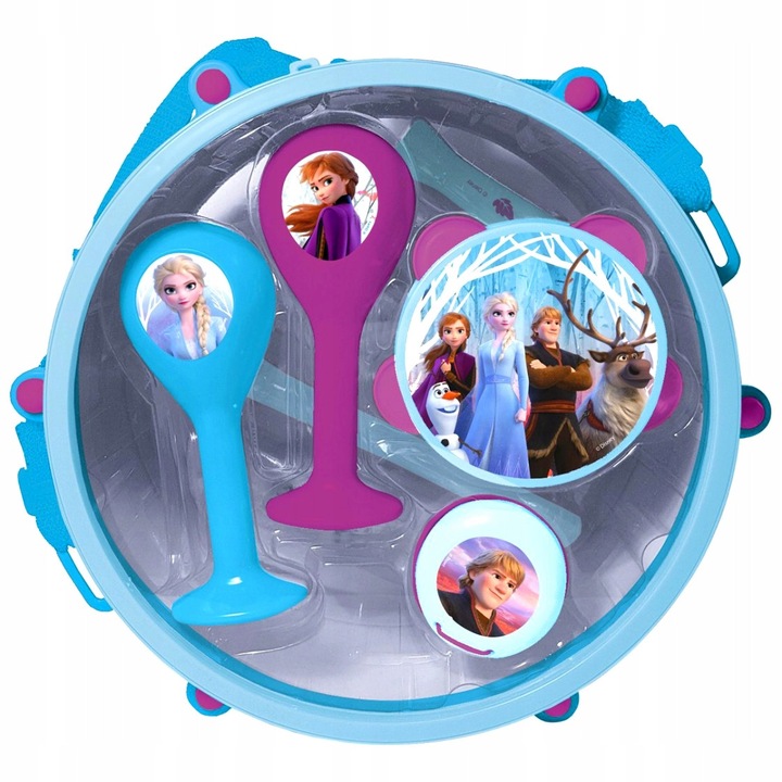 Zestaw muzical 7 piese, Kraina lodu, instrumente ritmice, beben, maracas, tamburina