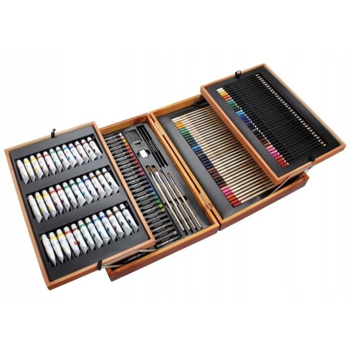 Set artistic Beniamin 168 elemente, culori variate, dimensiuni valiza 45x10x31cm