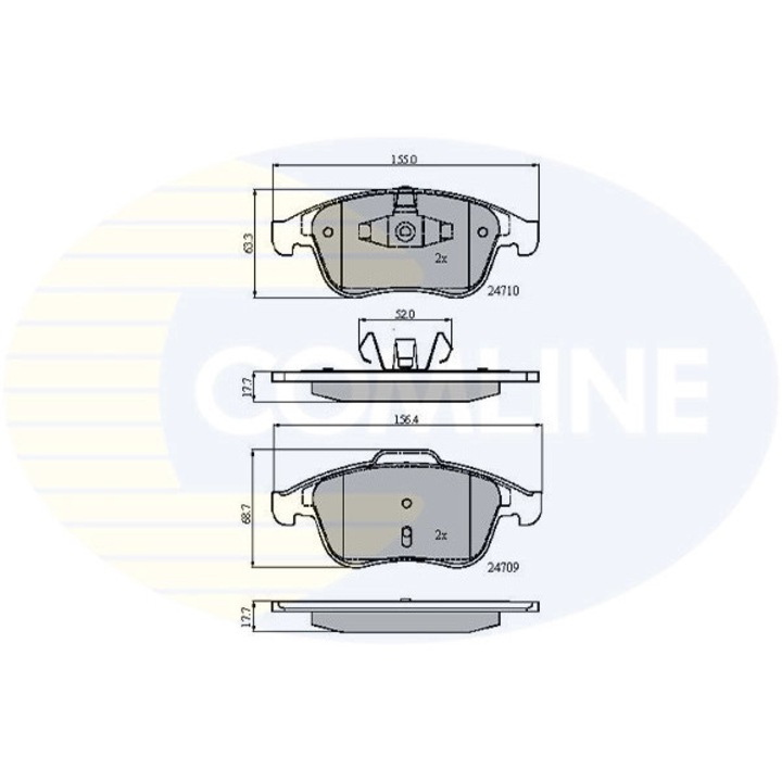 Комплект накладки Comline Cbp01725, за Renault, двоен състав, 1.6 бензин, 2.0 бензин