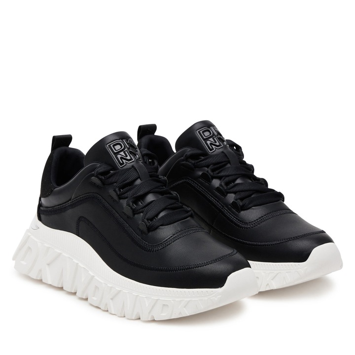 Női tornacipő, DKNY, textil és természetes bőr, fekete