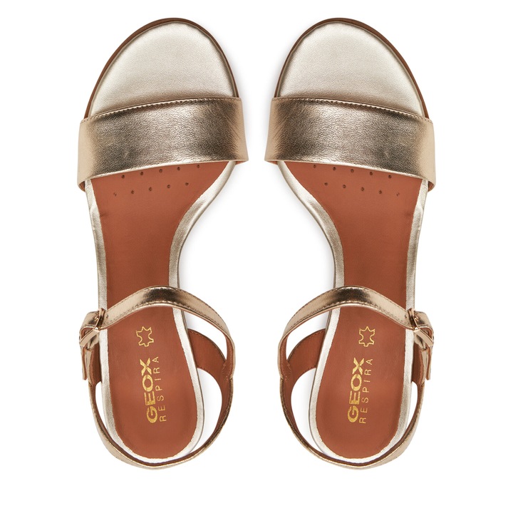 Női szandál, Geox, természetes bőr, klasszikus, arany, 38.5 EU