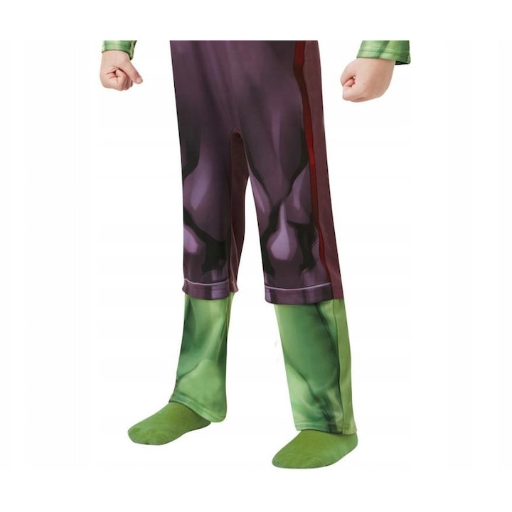 Costum copii Marvel Avengers Hulk Deluxe, Rubie's, verde, M (5-6 ani), 116 cm