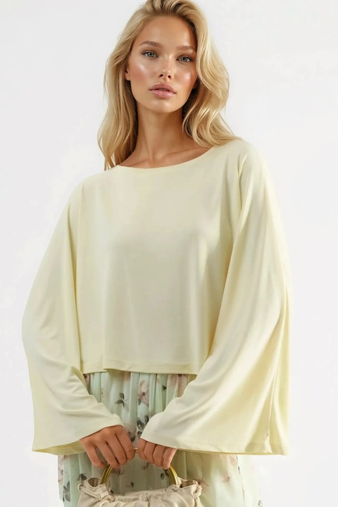 Bluza dama Busem, croiala lejera, galben, jerseu/modal/poliester