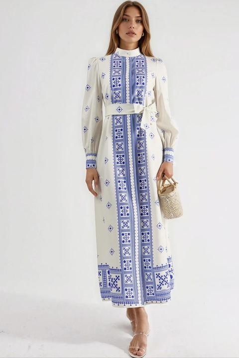 Rochie Maxi, MSN Collection, albastru/alb, textil