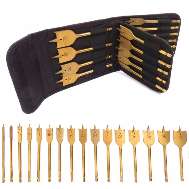 Set de wiertla lopatkowe 16 bucati 6-38mm SilverTools 150mm 1/4" HEX