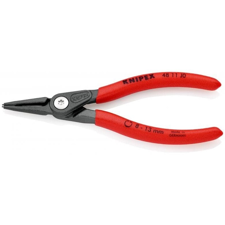 Clesti pentru inele osadnice Knipex 140mm 8-13mm, model J0, din otel crom-vanadiu, cu manere din plastic