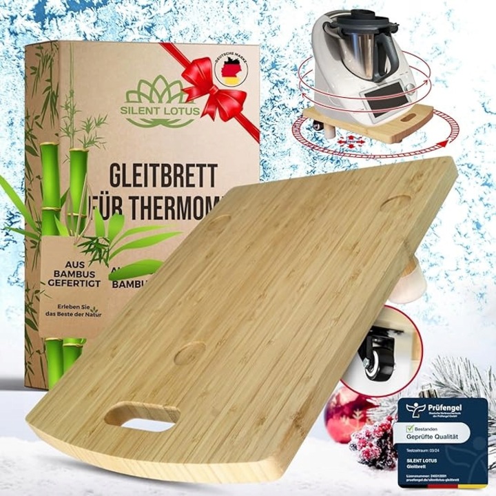 Bambusz vágódeszka Termomix TM5 TM6-hoz, forgatható, gumitalppal, 30x45cm