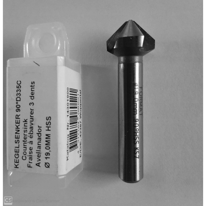 Adancitor conic HSS 90, 19mm, 3 tais, pentru frezare