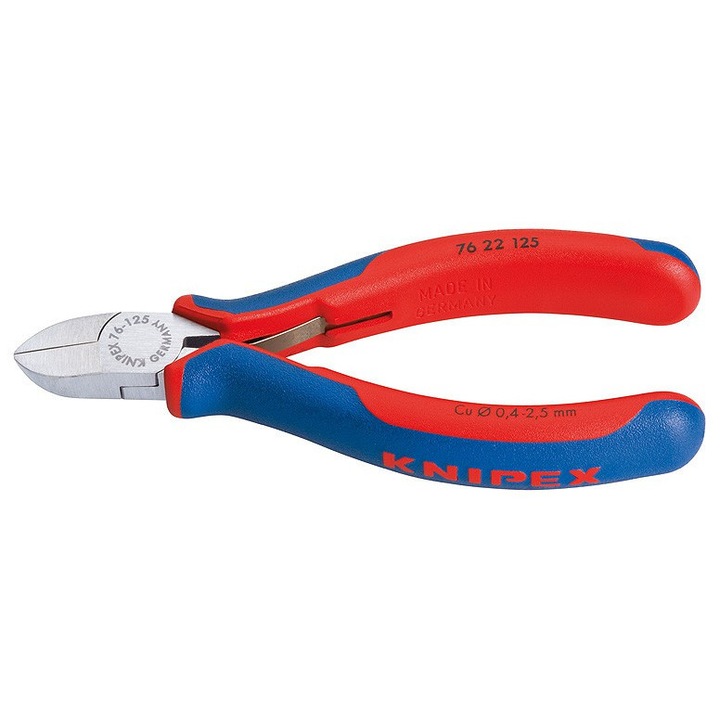 KNIPEX oldalvágó fogó, 125mm, vanádium acél, puha kábelek vágásához 0,4-2,5mm