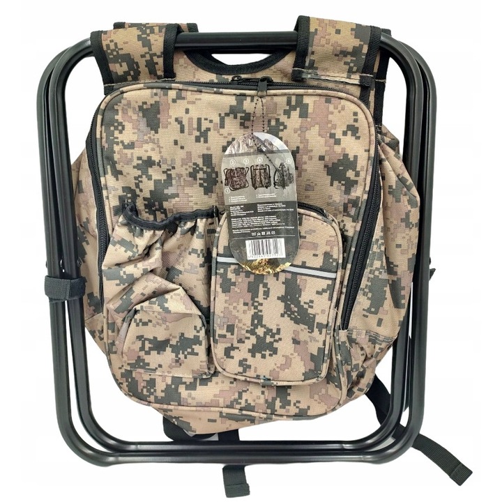 Rucsac militar 3w1 cu scaun, 10l, maro, 34x26x21cm