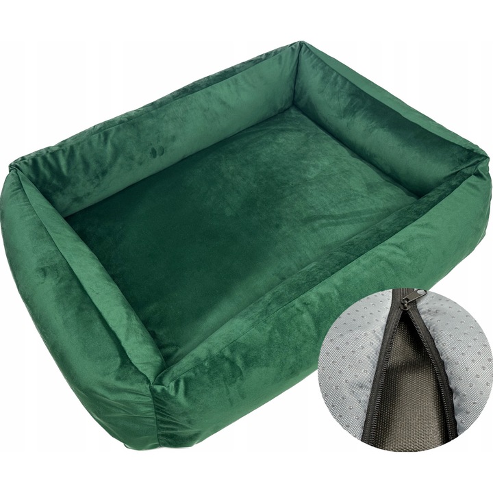 Легло за кучета, 120x90 см, водоустойчиво, светло зелено, комплект със свалящ се пълнеж