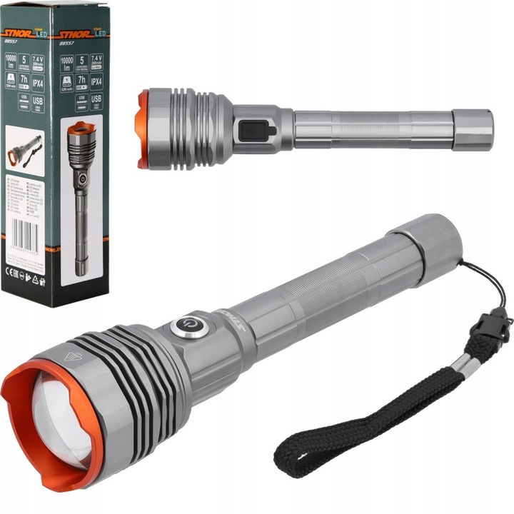 Lanterna STHOR 180W, 10000LM, 5 moduri, aluminiu, 242x57mm