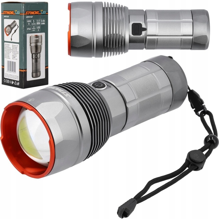 Lanterna LED 210W 14000LM, 5 moduri, aluminiu, 180x72mm, IPX4