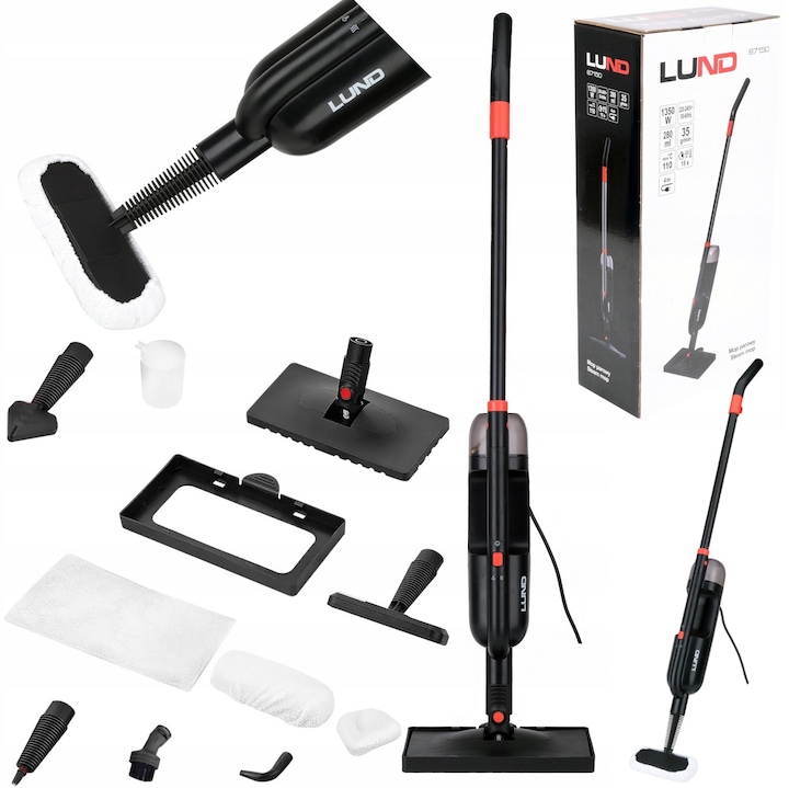 Mop parowy LUND 1350W, accesorii incluse, 0.28l, 4m, alb