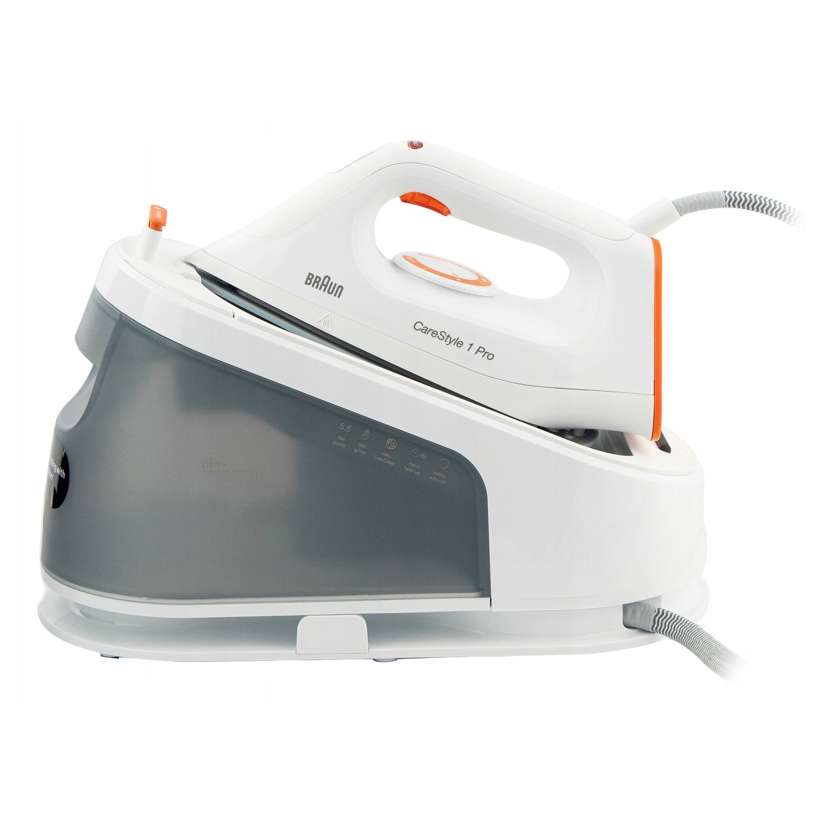 Statie de calcat cu abur Braun CareStyle 1 Pro IS1511.WH, 2200 W, 1.7 l, alb-portocalie