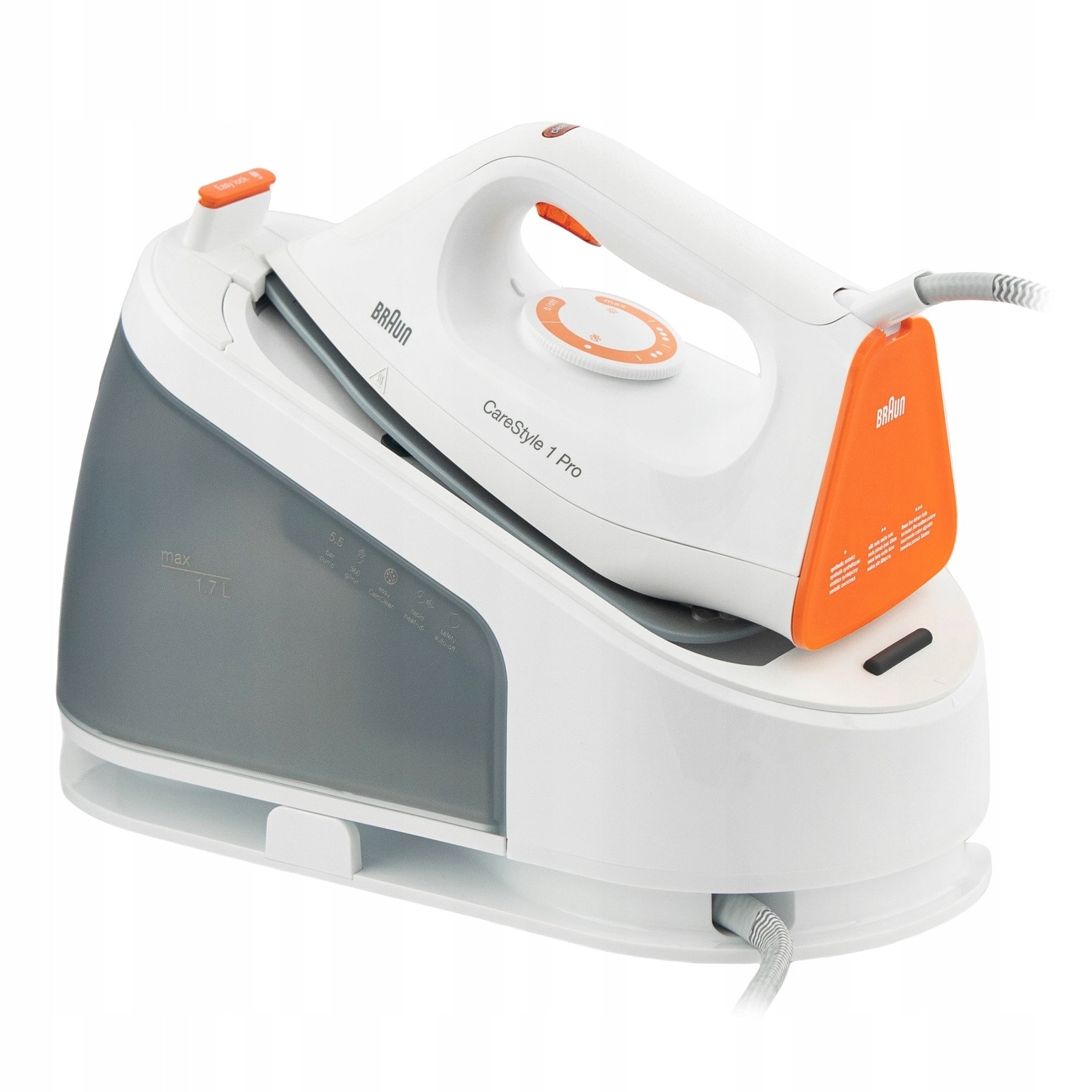 Statie de calcat cu abur Braun CareStyle 1 Pro IS1511.WH, 2200 W, 1.7 l, alb-portocalie