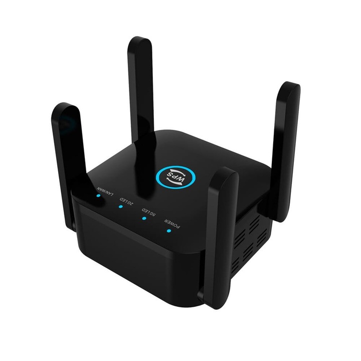Amplificator Wi-Fi Arthon, 2.4G/5G, 300Mbps, 4 antene, set cu cablu RJ45