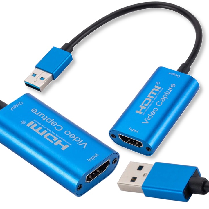 Adaptor de Captura USB HDMI 3.0, Arthon, 1080p, 60fps, Plug&Play, set complet