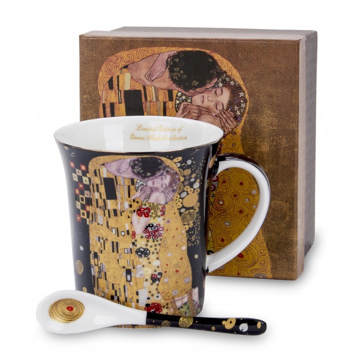 Cana Gustav Klimt "Sarutul" cu lingurita, set cadou, 400ml