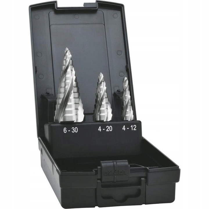 Set de burghie HSS cu caneluri spiralate, 4-12; 4-20; 6-30 mm