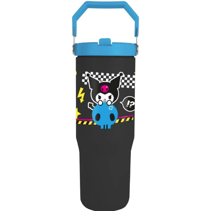 Termos - Kuromi Hello Kitty, Inox, Negru, 880 ml