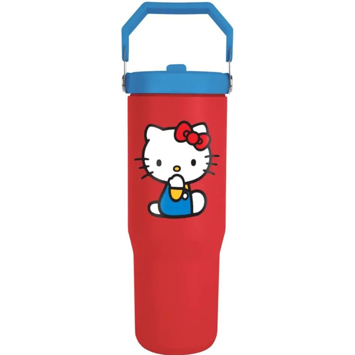 Termos - Hello Kitty, 880 ml, Inox, Rosu, 880 ml