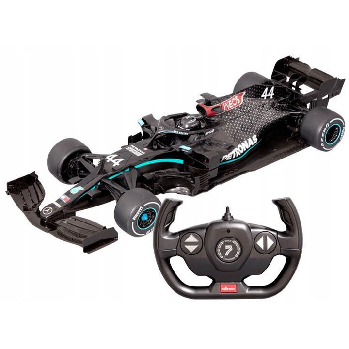 Masinuta RASTAR Mercedes-AMG F1 W11, 1:18, neagra, set cu telecomanda, 31,8x11,5x6,1cm