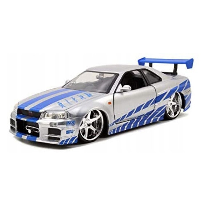 Masinuta de jucarie Fast & Furious, Nissan Skyline GTR, telecomandata, 1:24, 20cm, multicolor