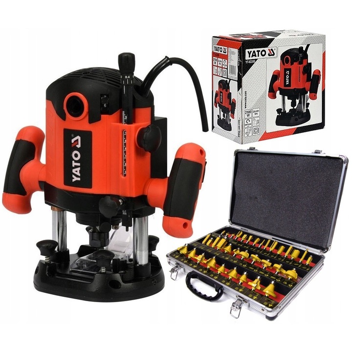 Freza pentru lemn YATO 2100W, set 35 freze 8mm-12mm, precizie inalta, 6.6kg