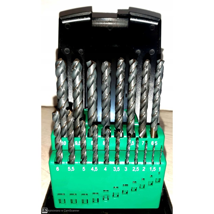 Set de burghie HSS FORTIS 1,0-10,0mm, 19 bucati, acoperire cu oxid de bronz, dimensiuni 170x115x40mm