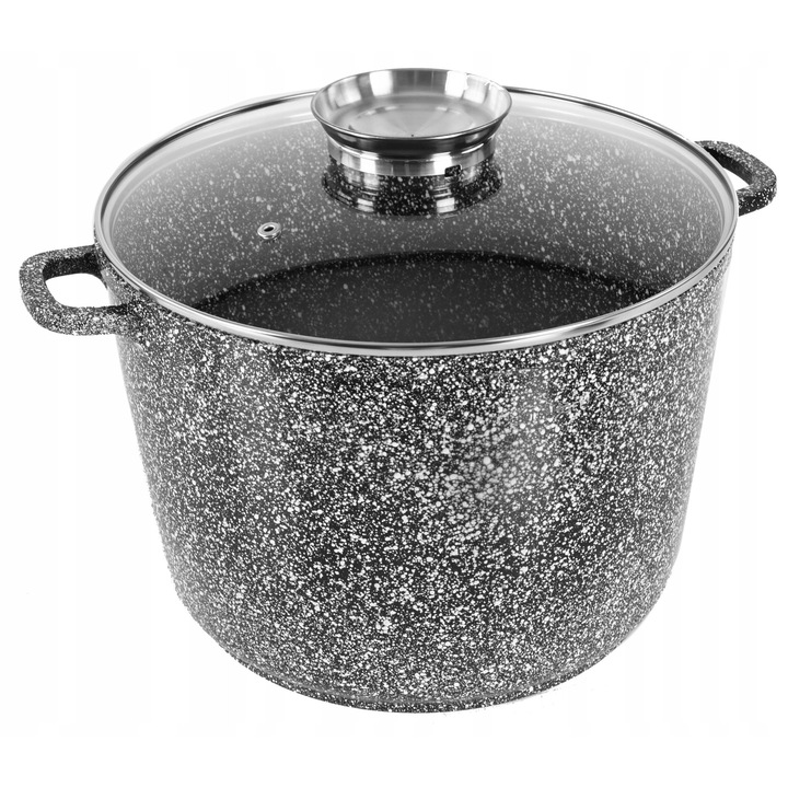 Oala marmura 24 cm, 6,5 L, Elitehoff, capac cu dozator ulei, set cu manusi de bucatarie