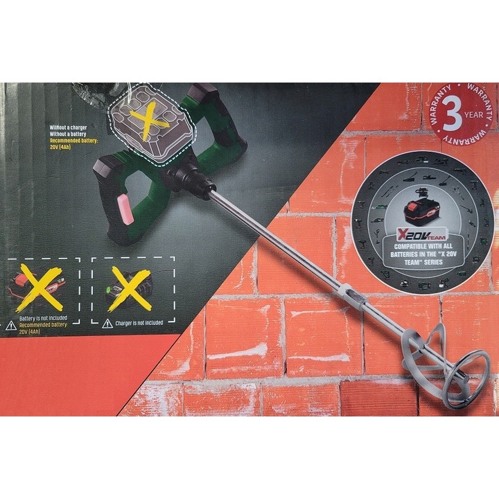 Amestecator electric Parkside 100 mm, 30,6x17,9x18,5 cm, fara acumulator si incarcator