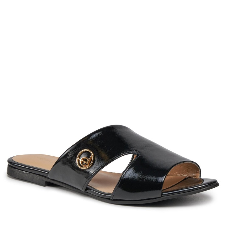 Papuci dama, Eva Longoria, piele naturala, negru, 39 EU