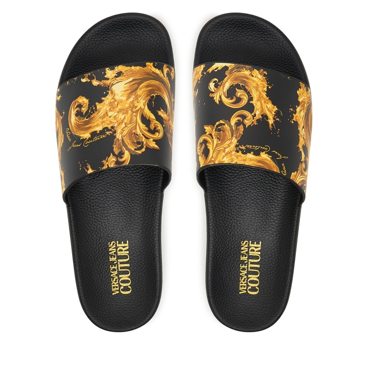 Slapi barbati, Versace Jeans Couture, plastic, negru