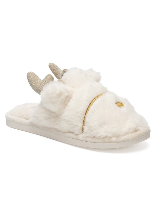 Papuci de casa, Home Relax, bej, material textil, pentru femei