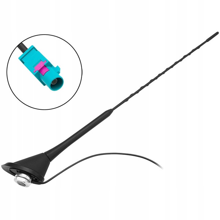 Antena auto pentru VW, conector Fakra, 40cm, 72° inclinare, 30cm cablu