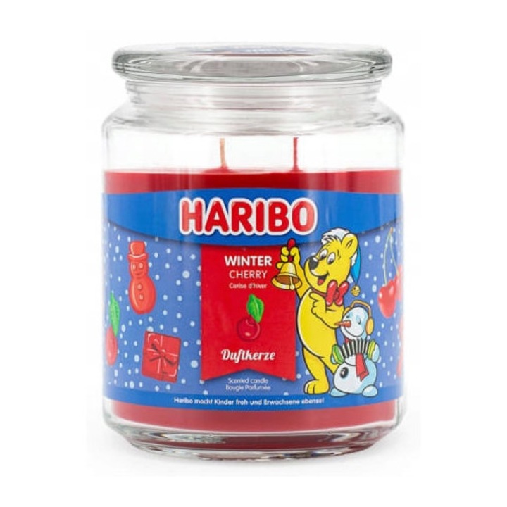 Ароматна свещ Winter Cherry Haribo, 510 гр, череша, ябълка, 100 часа горене
